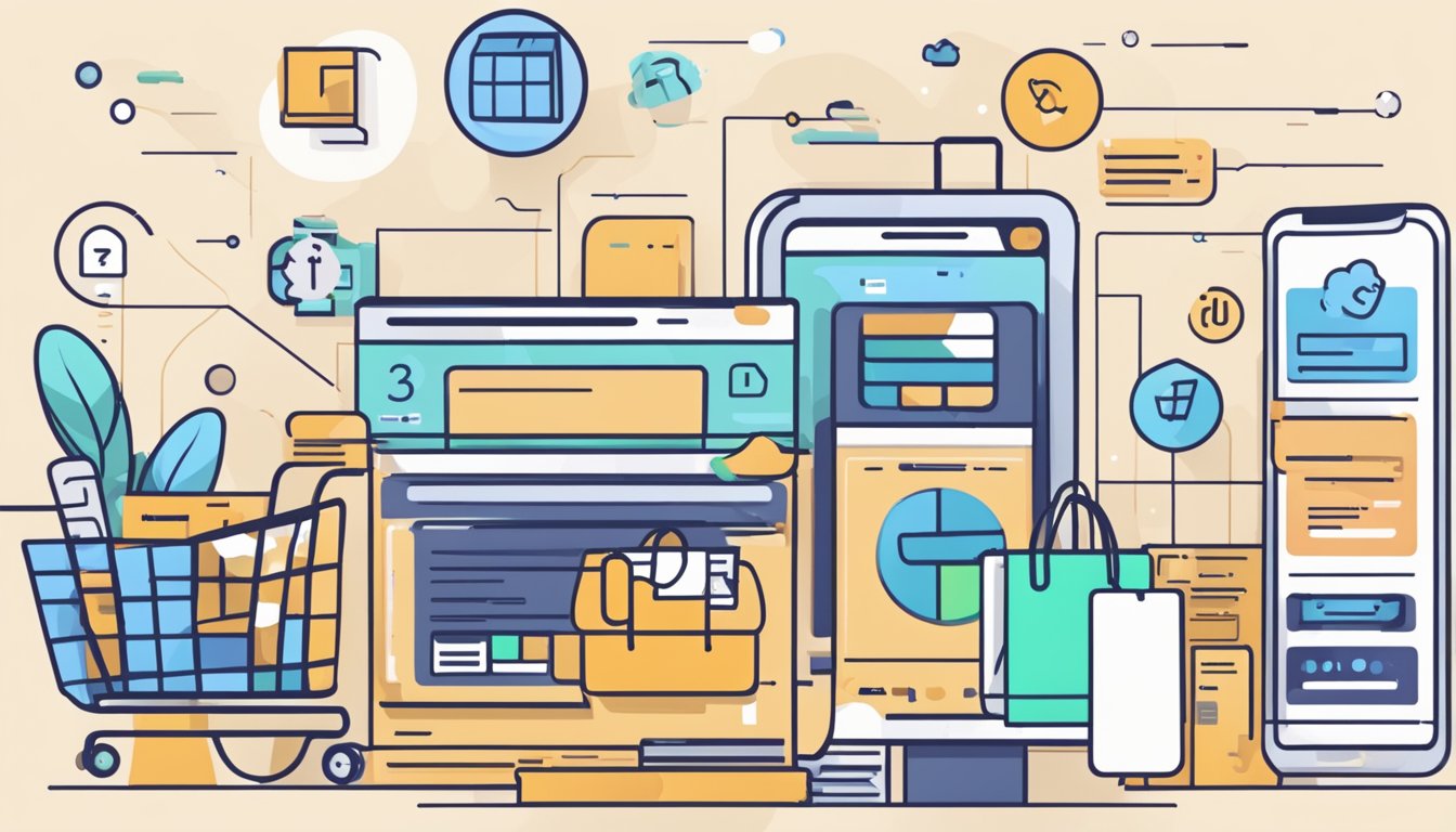 Um site com vários métodos de pagamento integrados, apresentando um carrinho de compras e listagens de produtos.
