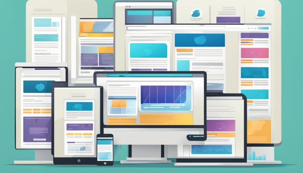 Um site exibido em vários dispositivos com tamanhos de tela variados, todos mostrando o mesmo conteúdo de maneira visualmente atraente e amigável ao usuário.