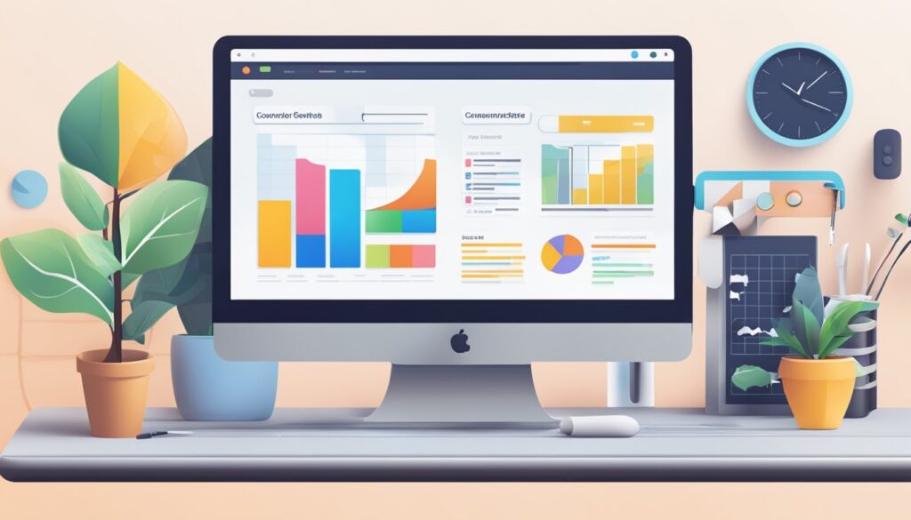 Uma tela de computador exibindo o site Elementor com vários elementos de design e ferramentas