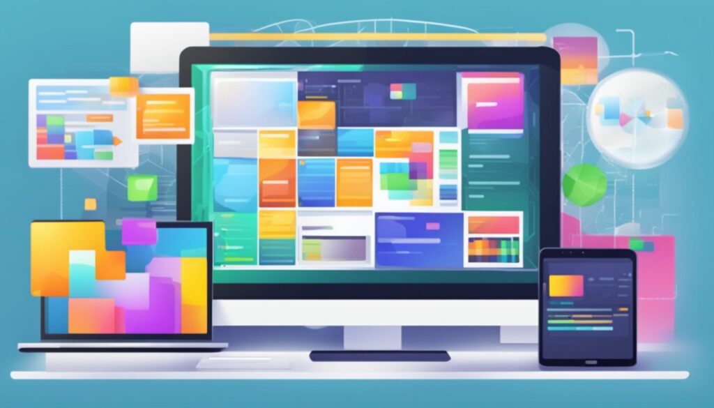 Uma tela de computador exibindo vários formatos de arquivo WebP com cores vibrantes e detalhes nítidos