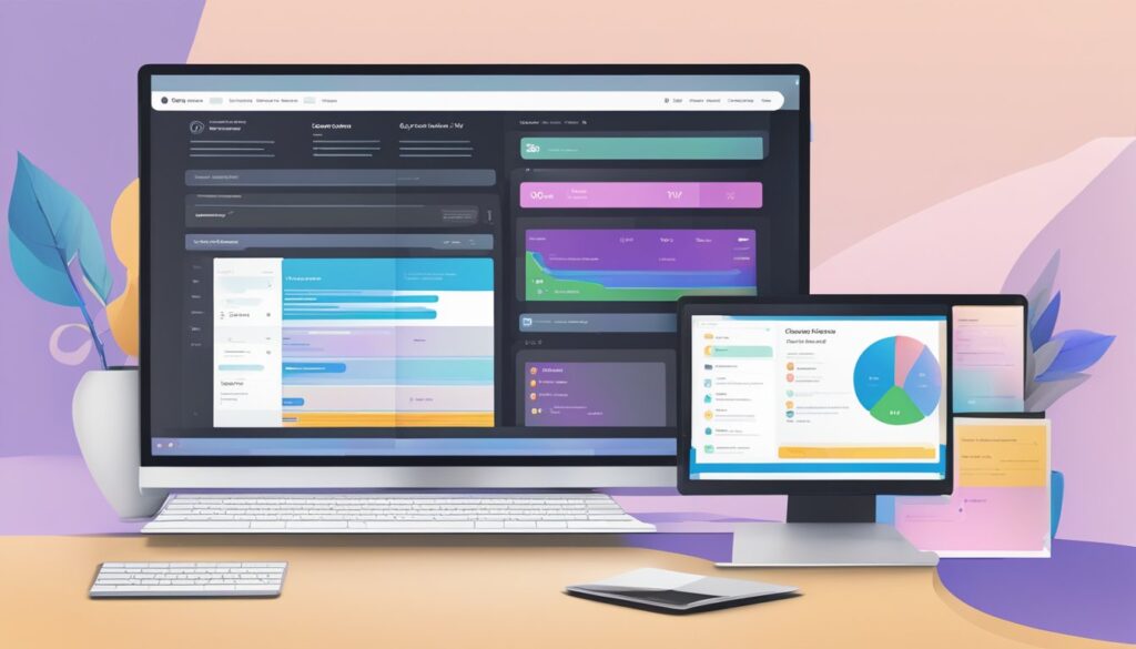 Uma tela de computador dividida ao meio, um lado mostrando planos de assinatura e preços do Wix, e o outro mostrando opções do WordPress.